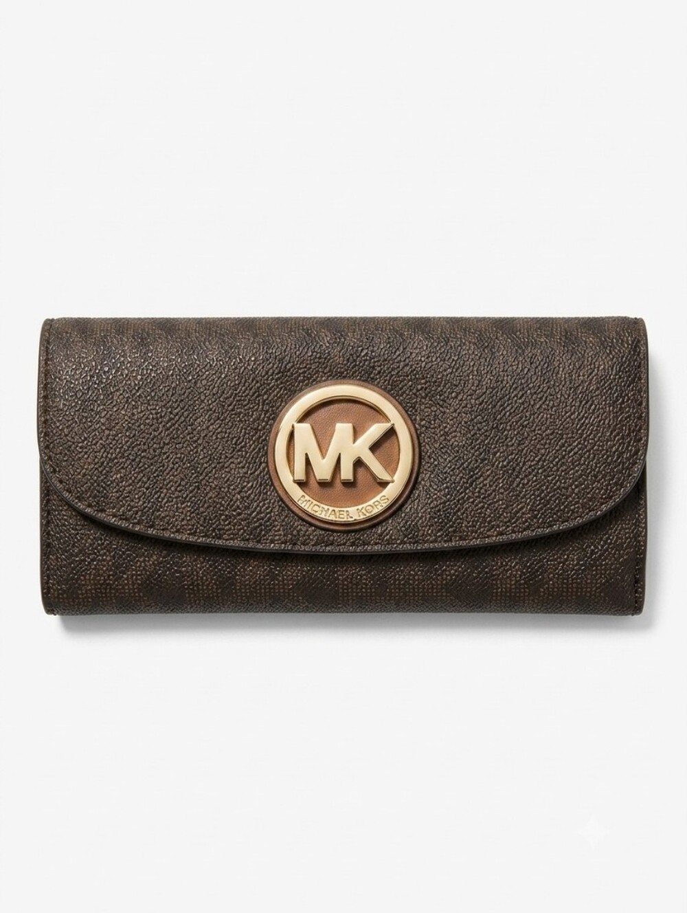 Michael Kors Dark Brown Logo Medallion Continental Wallet